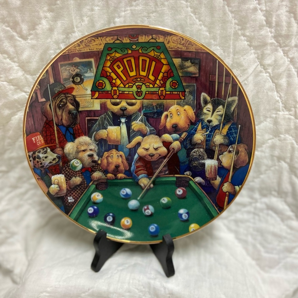 Franklin Mint Pool Hounds Collector Plate Limited Edition Mancave Decor